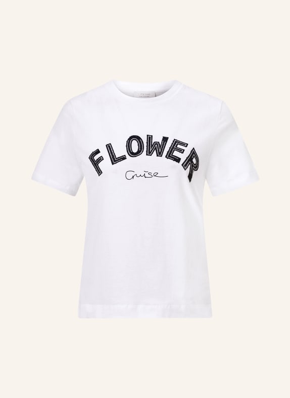 rich&royal T-Shirt FLOWER CRUISE mit Schmucksteinen WEISS/ DUNKELBLAU