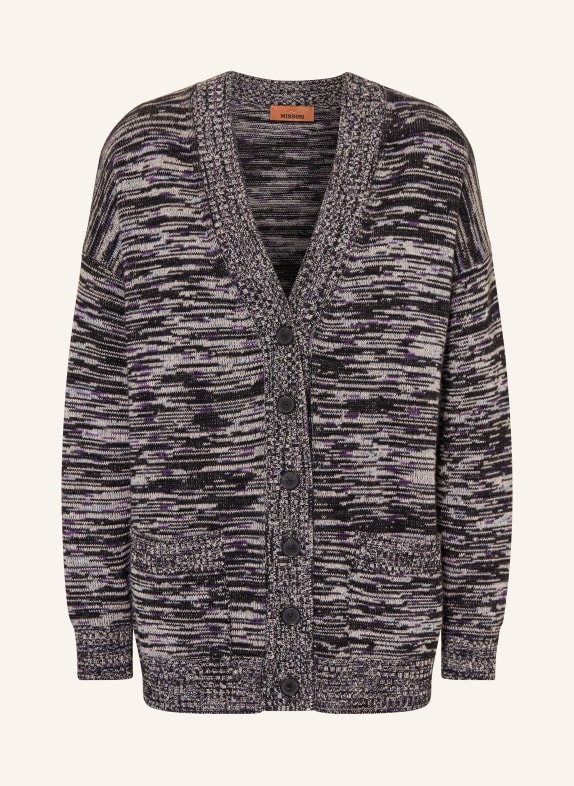 MISSONI Oversized-Strickjacke aus Cashmere SCHWARZ/ LILA/ HELLGRAU