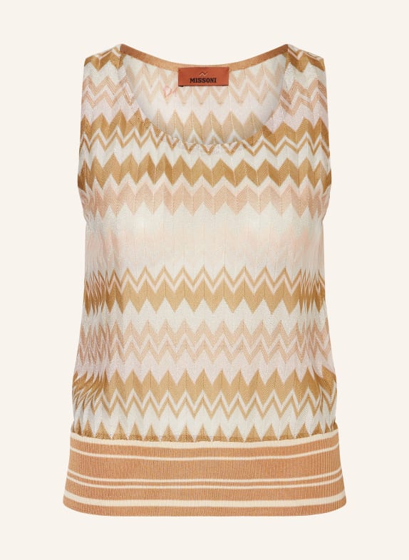 MISSONI Stricktop mit Glitzergarn BEIGE/ HELLROSA/ WEISS