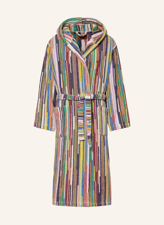 MISSONI Home Unisex bathrobe MELODY with hood DARK BLUE/ RED/ CREAM