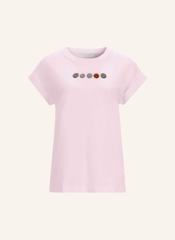 rich&royal T-Shirt BOYFRIEND mit Schmucksteinen ROSA