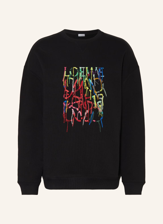 LOEWE Sweatshirt with embroidery BLACK/ RED/ GREEN