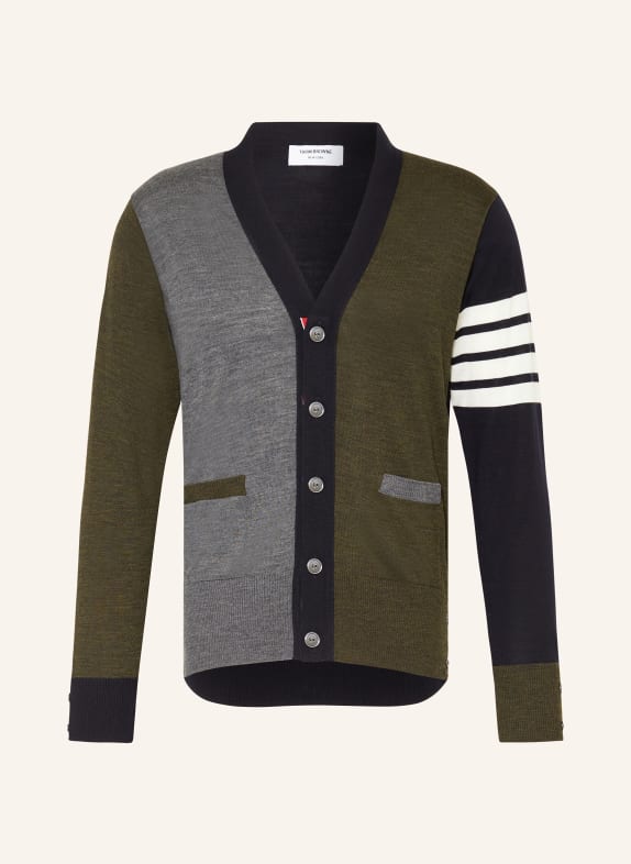 THOM BROWNE. Cardigan DARK GREEN/ DARK BLUE/ WHITE