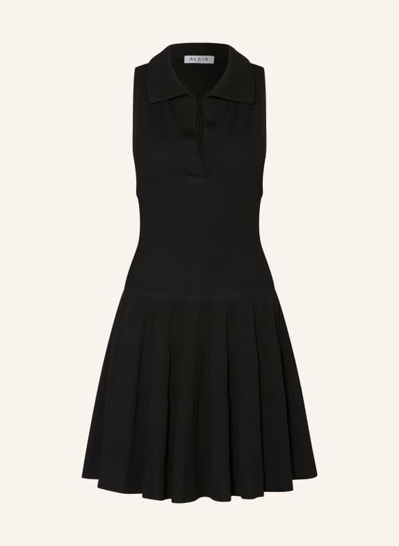 ALAÏA Strick-Polokleid SCHWARZ