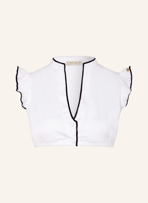 AlpenHERZ Dirndlbluse HELLIN WEISS/ DUNKELBLAU
