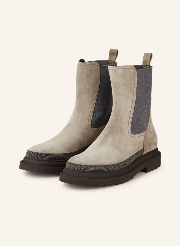 BRUNELLO CUCINELLI Boots mit Schmucksteinen GRAU