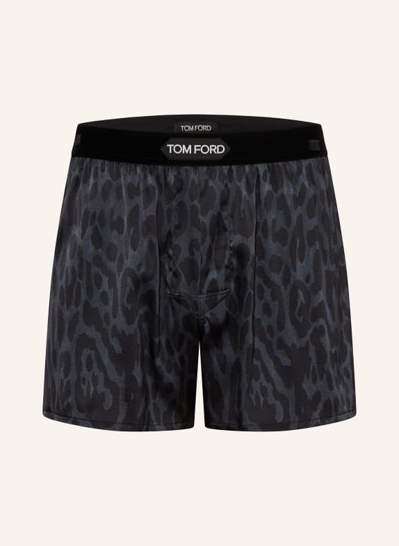 TOM FORD Boxer shorts in silk BLACK/ DARK BLUE