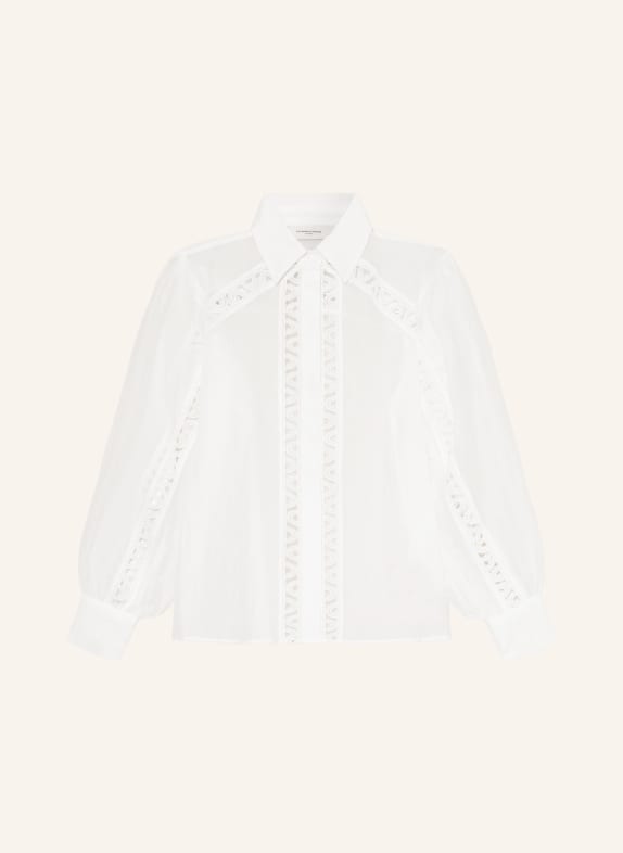 COPENHAGEN MUSE Printed midi shirt dress with self tie belt and pleated skirt WHITE