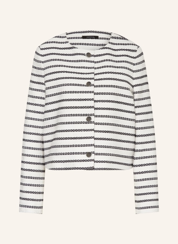 comma Kastenjacke aus Bouclé WEISS/ SCHWARZ