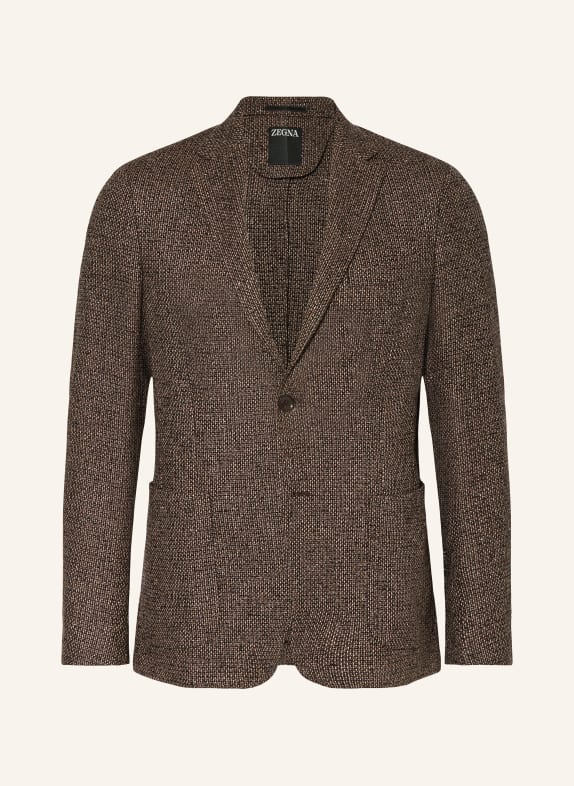 ZEGNA Tweed-Sakko Regular Fit mit Seide DUNKELBRAUN