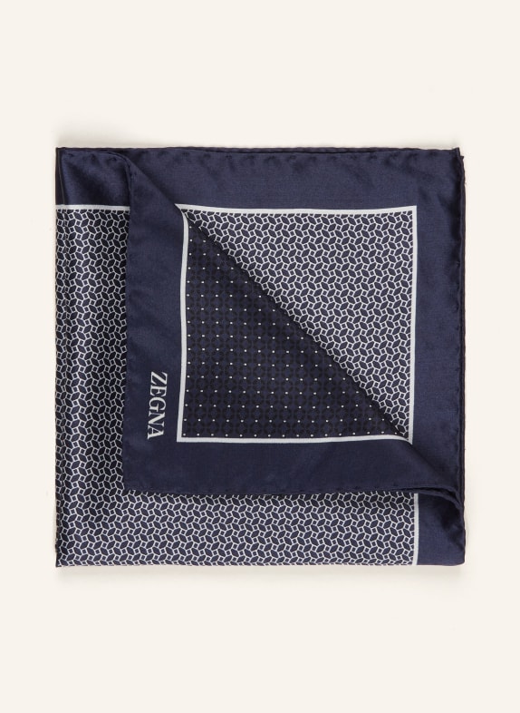 ZEGNA Pocket square DARK BLUE/ WHITE