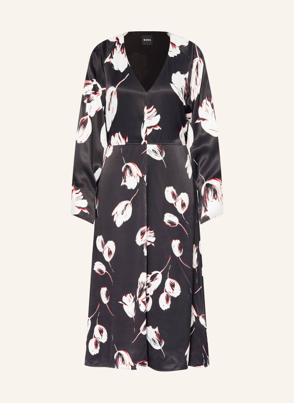 BOSS Satin dress DIESHA BLACK/ WHITE/ RED