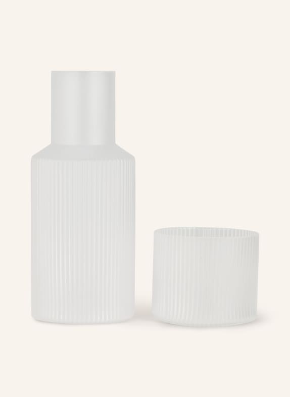 Ferm LIVING Set RIPPLE SMALL: Karaffe und Glas WEISS