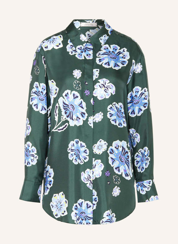 DOROTHEE SCHUMACHER Hemdbluse aus Seide DUNKELGRÜN/ HELLBLAU/ BLAU