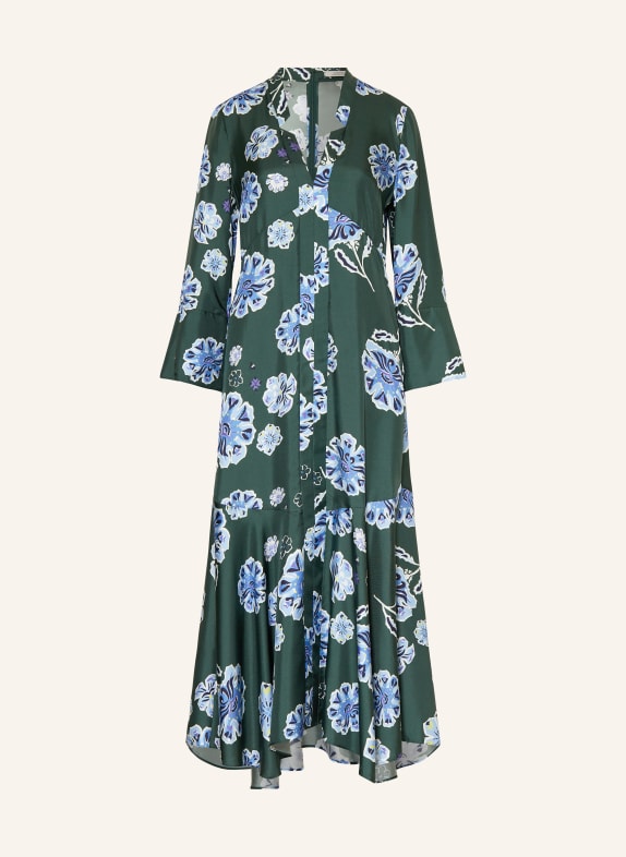 DOROTHEE SCHUMACHER Seidenkleid DUNKELGRÜN/ HELLBLAU/ BLAU