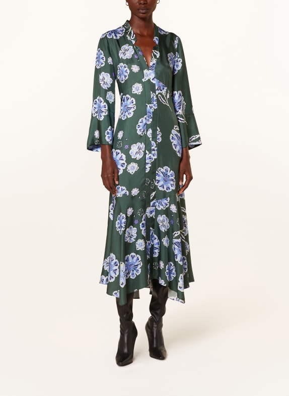 DOROTHEE SCHUMACHER Seidenkleid DUNKELGRÜN/ HELLBLAU/ BLAU