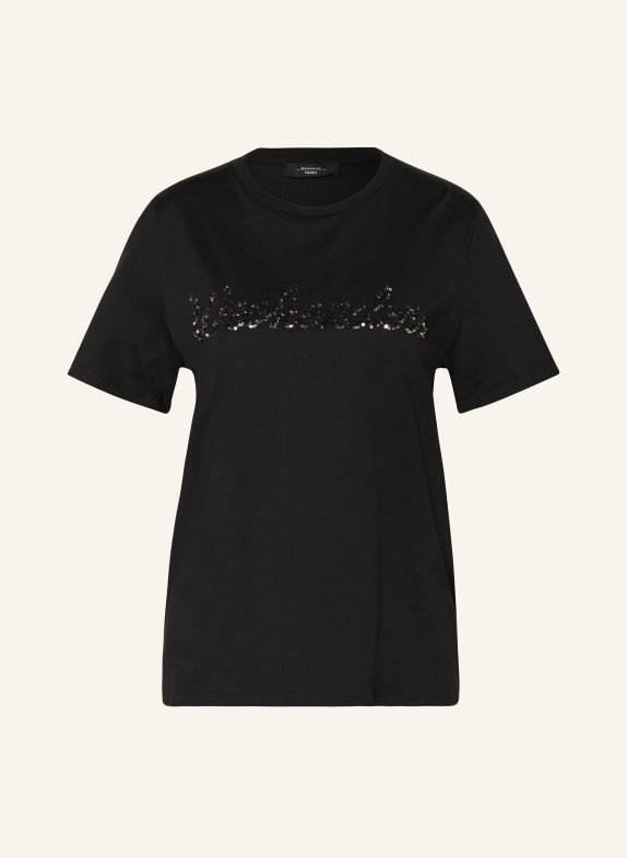 WEEKEND Max Mara T-Shirt VELLO mit Pailletten SCHWARZ