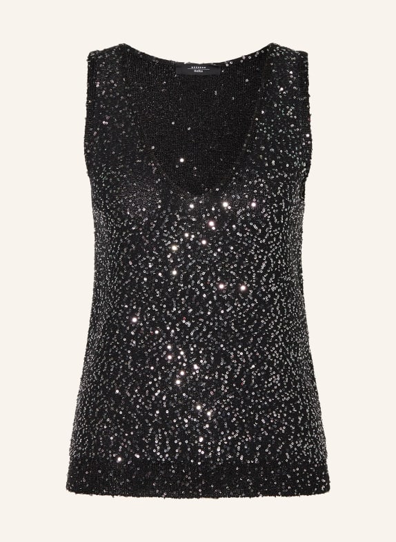WEEKEND Max Mara Stricktop COLOMBA mit Pailletten SCHWARZ/ SILBER