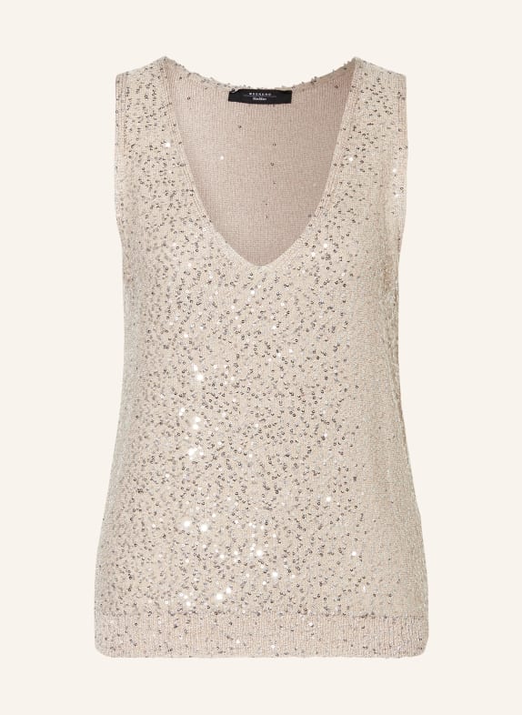 WEEKEND Max Mara Stricktop COLOMBA mit Pailletten CREME/ SILBER