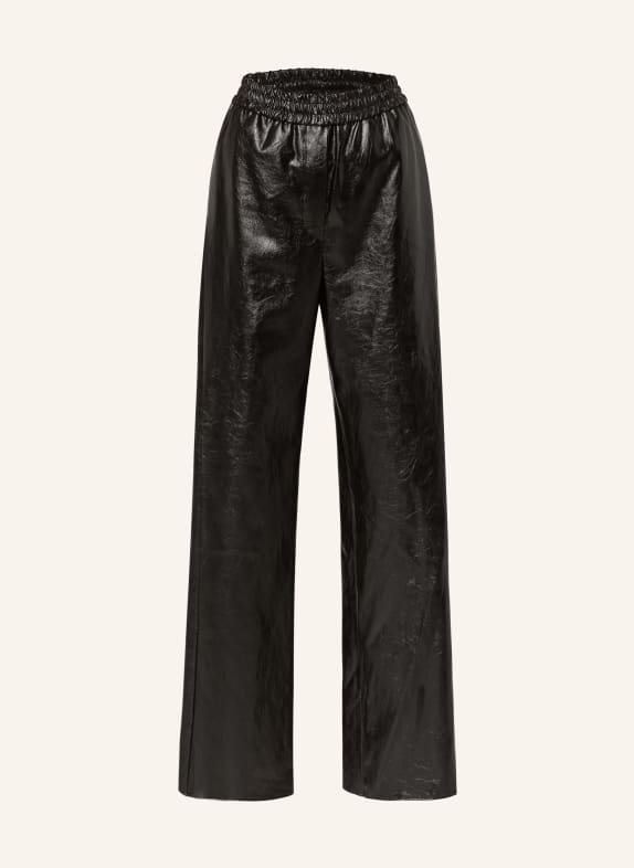 WEEKEND Max Mara Hose PLUTONE in Lederoptik SCHWARZ