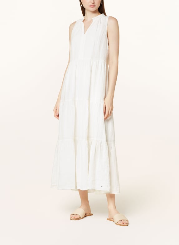 TOMMY HILFIGER Linen dress with ruffles WHITE