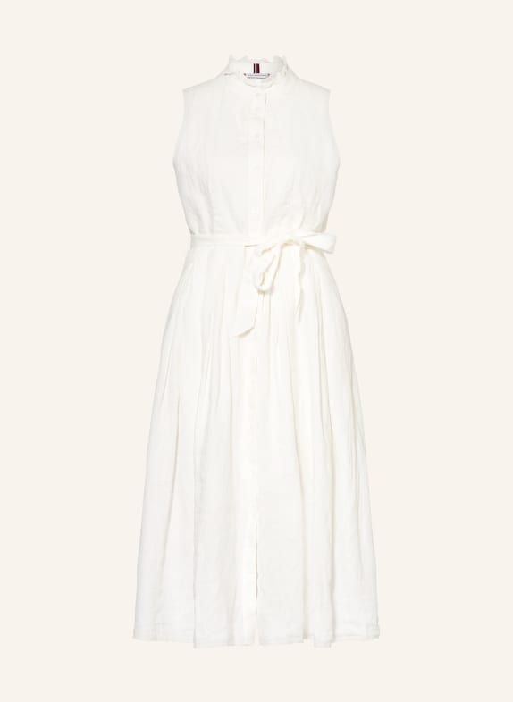 TOMMY HILFIGER Linen dress with ruffles WHITE