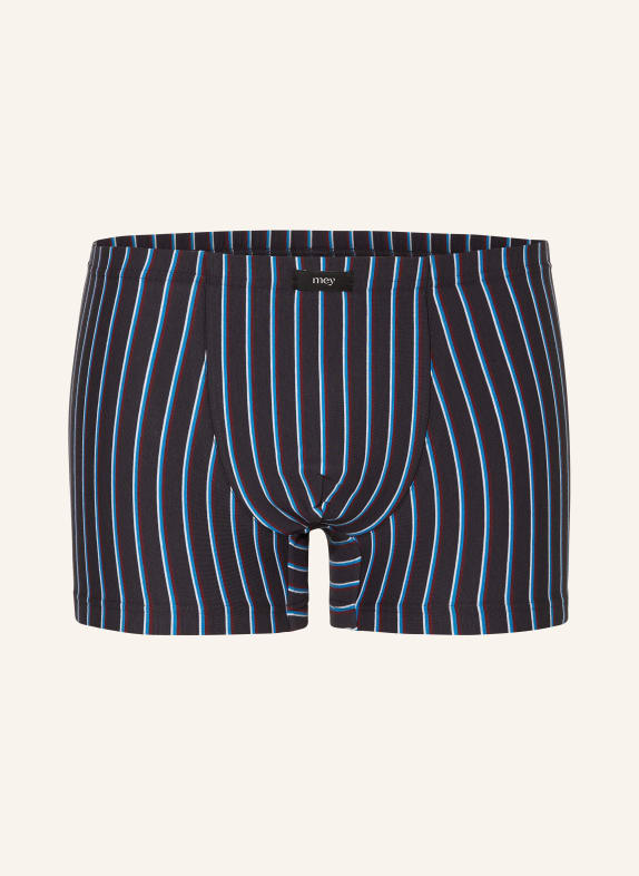 mey Boxerky série CONTRAST STRIPE TMAVĚ ŠEDÁ/ BÍLÁ/ MODRÁ