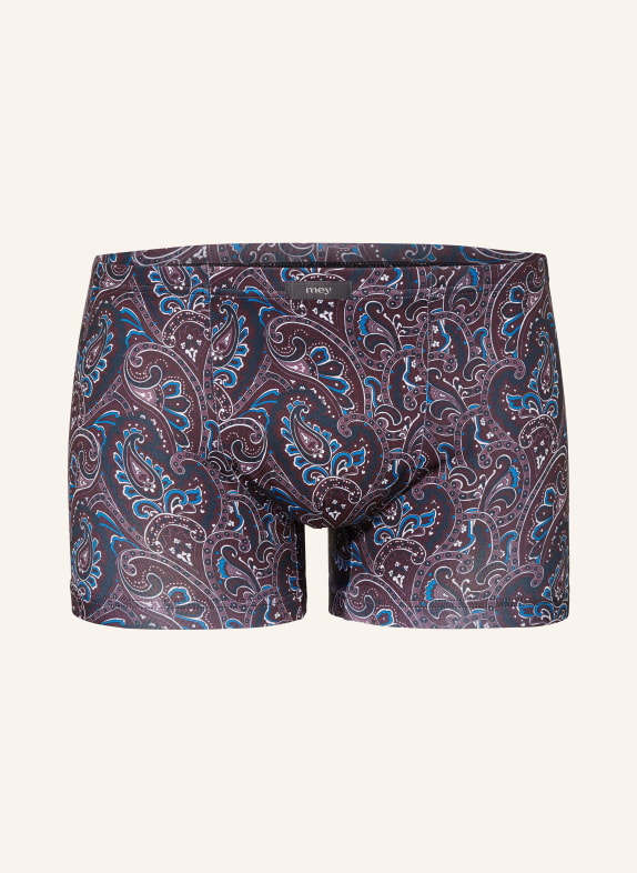 mey Boxerky série HIGH PAISLEY TMAVĚ ČERVENÁ/ TMAVĚ ŠEDÁ/ MODRÁ