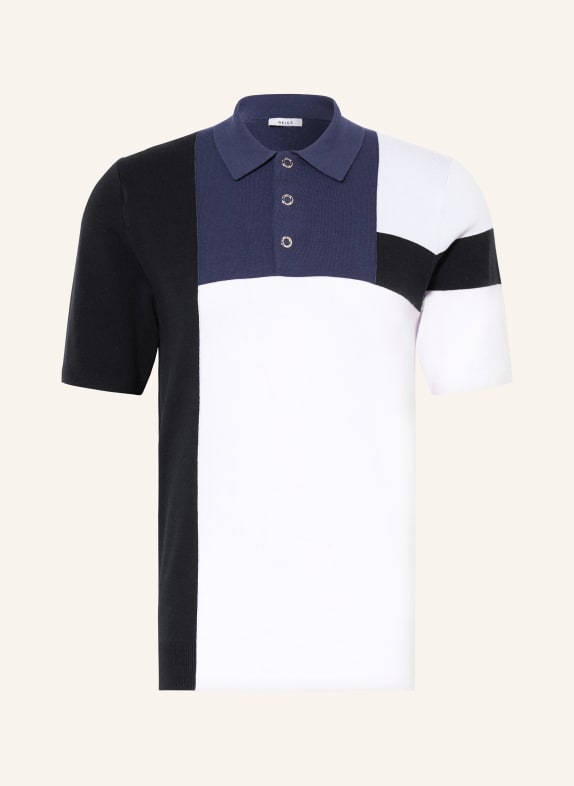 REISS Strick-Poloshirt CHARGE DUNKELBLAU/ HELLBLAU/ WEISS