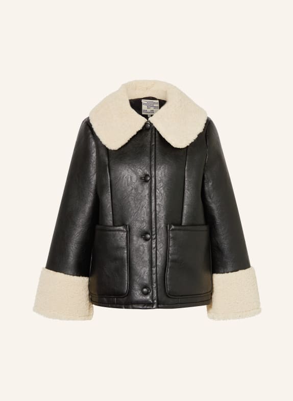 BAUM UND PFERDGARTEN Jacke BRONWEN in Lederoptik mit Kunstfell SCHWARZ/ CREME