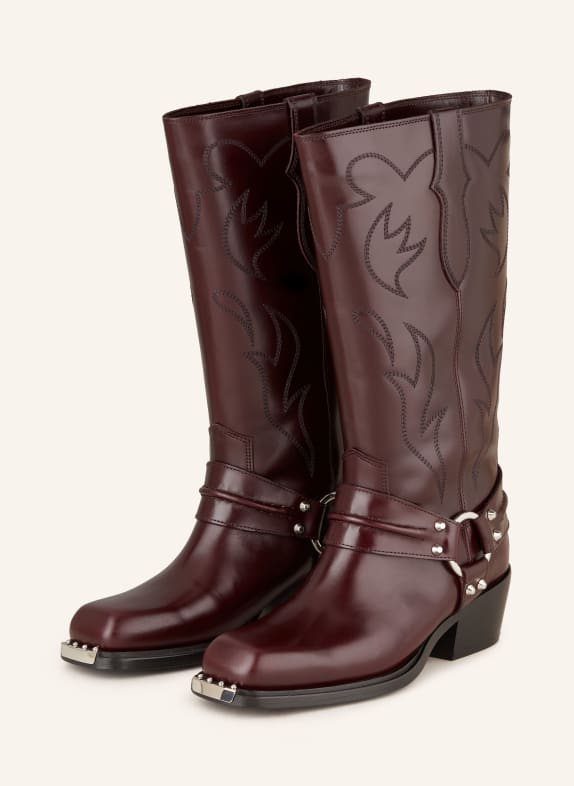 SANDRO Cowboy Boots DUNKELROT