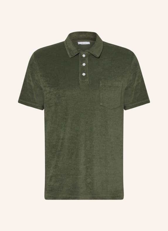 REISS Frottee-Poloshirt RAINER OLIV
