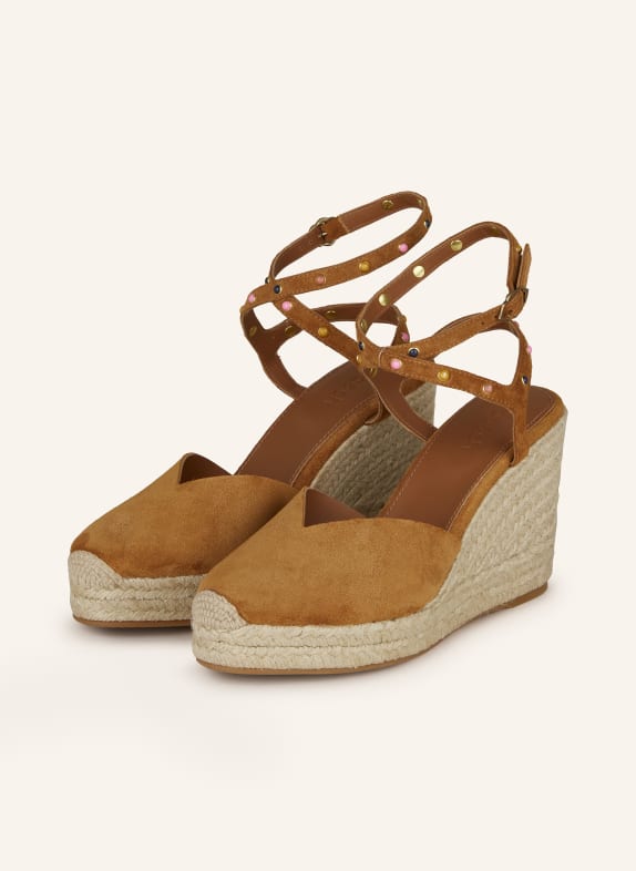 ba&sh Wedges CAYOS mit Schmucksteinen COGNAC