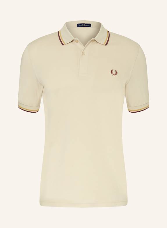 FRED PERRY Koszulka polo z piki JASNOBRĄZOWY