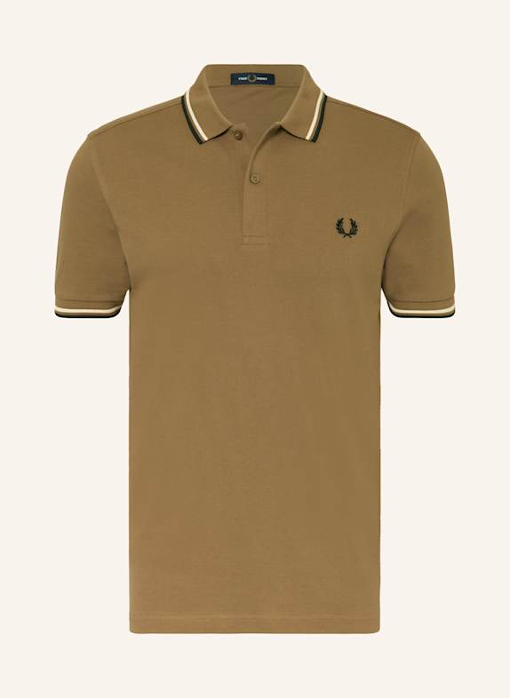 FRED PERRY Koszulka polo z piki JASNOBRĄZOWY