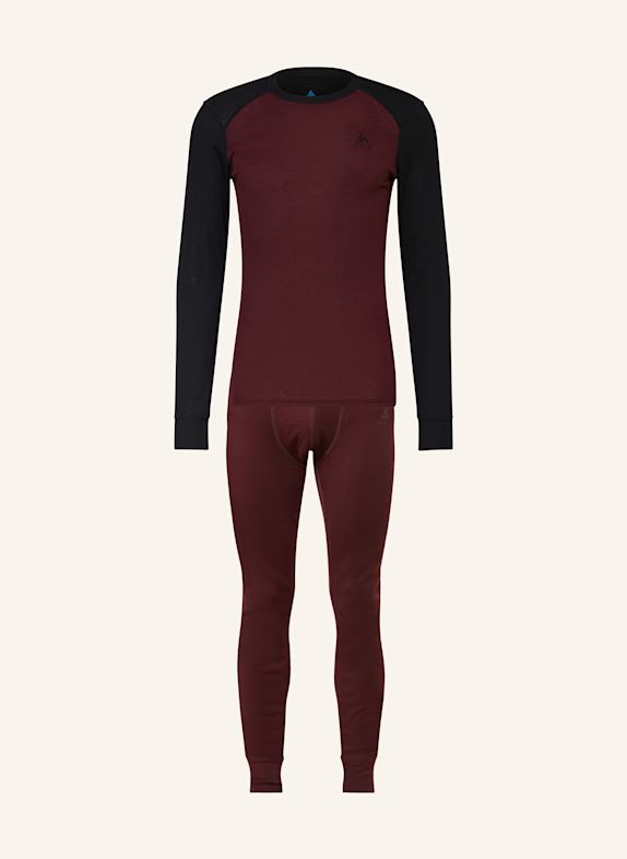 odlo Funktionswäsche-Set ACTIVE WARM  SCHWARZ/ DUNKELROT