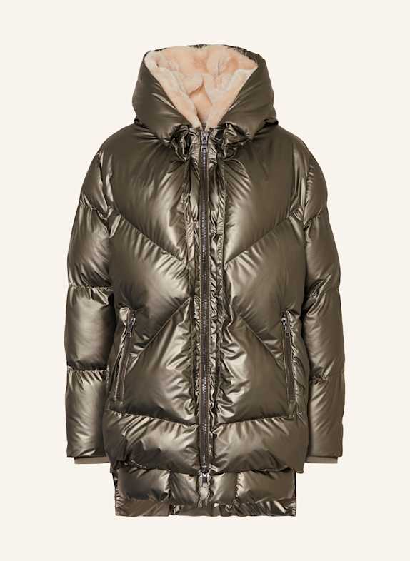 BLONDE No.8 Quilted jacket FROST with faux fur KHAKI