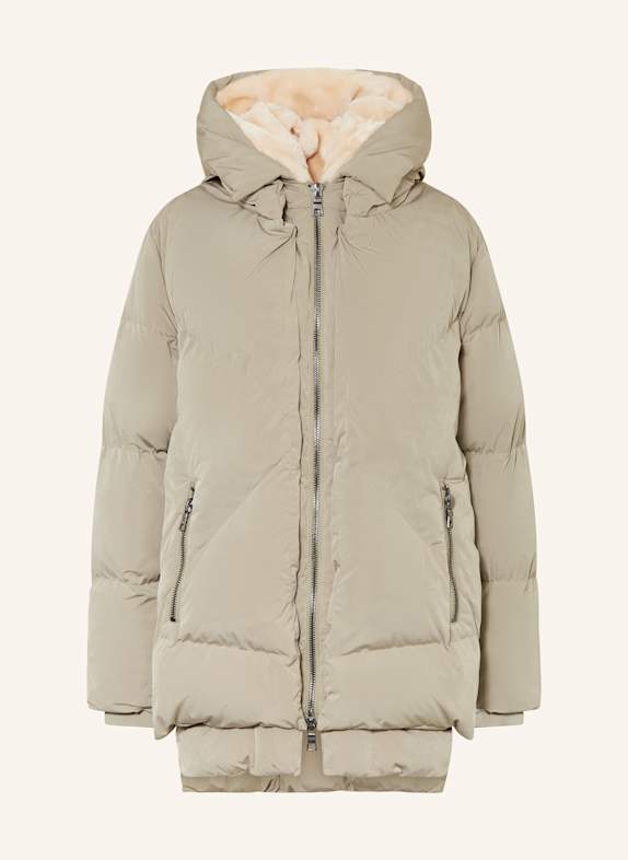 BLONDE No.8 Quilted jacket FROST with faux fur LIGHT GREEN