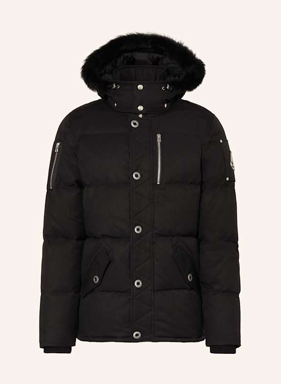 MOOSE KNUCKLES Daunenjacke 3Q mit abnehmbarer Kapuze und Kunstpelz SCHWARZ