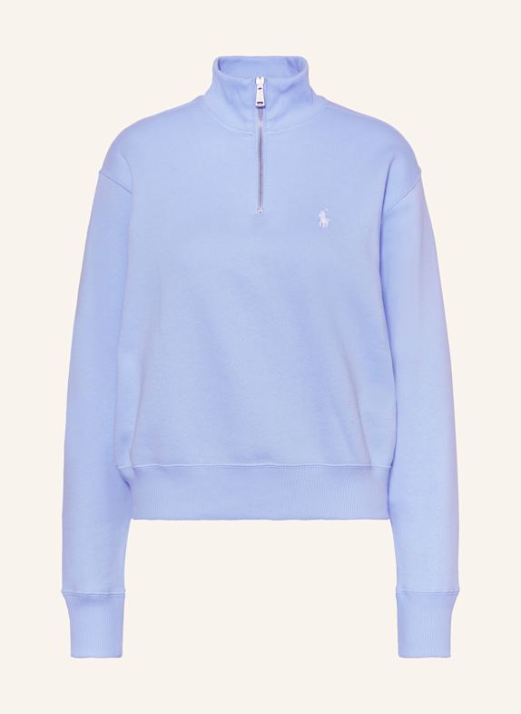 Mattr Foliage Polo Half-zip sweater in sweatshirt fabric LIGHT BLUE