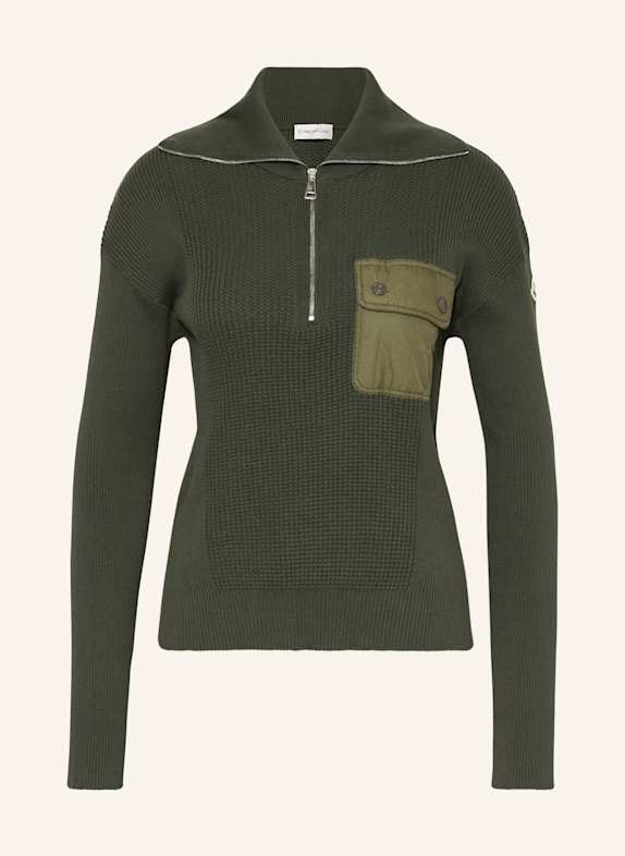 MONCLER Sweter typu troyer CIEMNOZIELONY