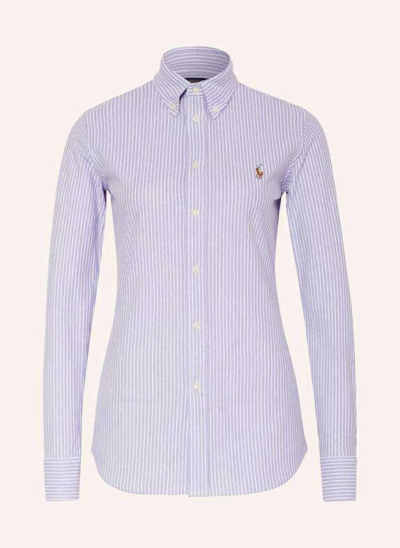 POLO RALPH LAUREN Shirt blouse made of piqué LIGHT PURPLE/ WHITE