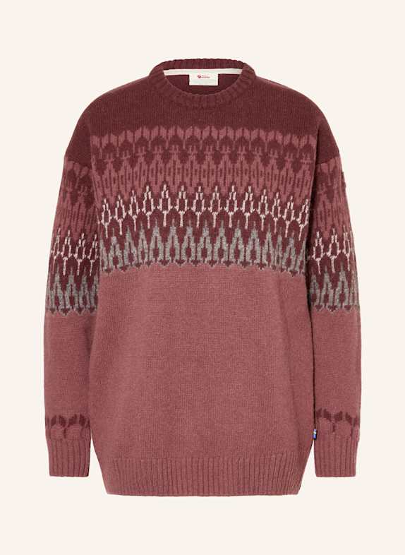 FJÄLLRÄVEN Sweter ÖVIK BRUDNY RÓŻ/ CIEMNOCZERWONY/ SZARY