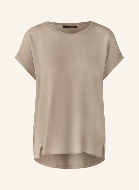 oui Blusenshirt im Materialmix GRAU