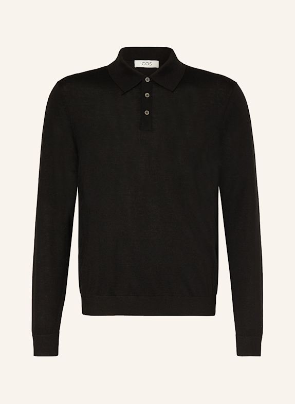 COS Knitted polo shirt BLACK