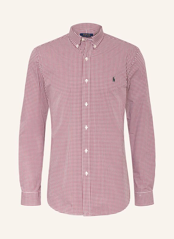 POLO RALPH LAUREN Shirt slim fit DARK RED/ WHITE