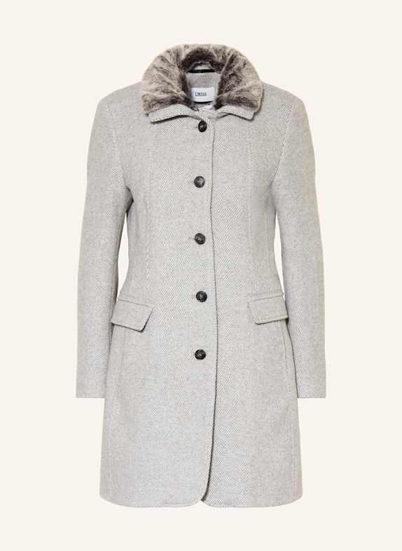 CINQUE CIASTRALA wool coat with detachable faux fur LIGHT GRAY