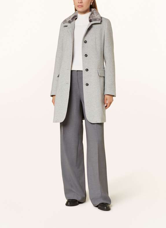 CINQUE CIASTRALA wool coat with detachable faux fur LIGHT GRAY