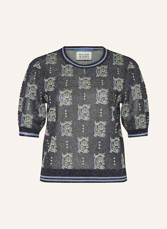 SCOTCH & SODA Úpletové tričko s třpytivou přízí TMAVĚ MODRÁ/ TMAVĚ MODRÁ/ TMAVĚ ŽLUTÁ
