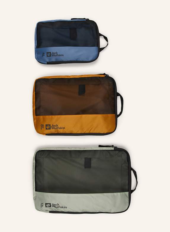 Jack Wolfskin 3er-Set Packhilfen COMPRESSION CUBE HELLGRÜN/ DUNKELORANGE/ DUNKELBLAU